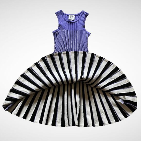 Milly Minis Godet Striped Sleeveless Fit and Flare Pleated Knit Dress Kids Sz 12 - Picture 5 of 12